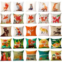 18'' Cute Fox Printed Cotton Linen Pillow Case Cushion Cover Fashion Home Decor    162662735053